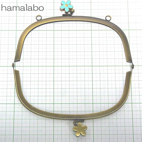 【HA-1202】メタルフラワー口金(15cmくし型ブルー×アンティーク)・カン付き