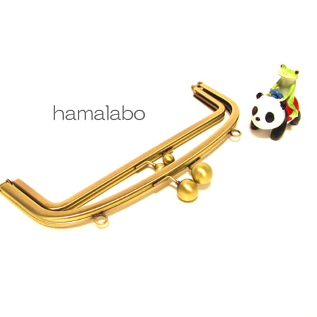 【HA-814】親子口金 20.4cm(大玉×アンティークゴールド)・カン付き