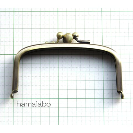 【HA-1370】三枚口(二口口金)12cm/(竹の根ひねり×アンティークゴールド)