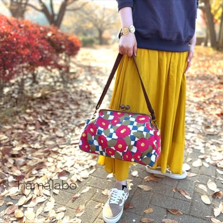 【KT-2113】<特大サイズ>タック入りがま口バッグの型紙＆レシピ【27cm/角型用】