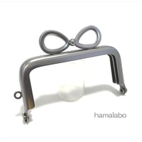 通常販売品【HA-2493】7.5cm/角型口金(リボン×ソフトブラック)