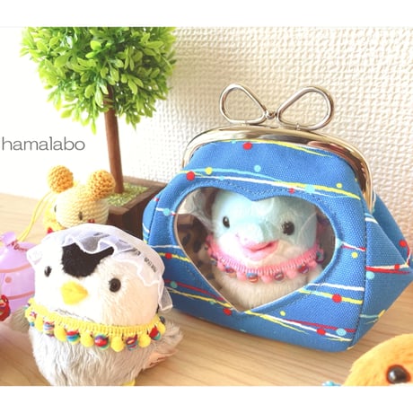 【KT-2154】☆ハート窓＆マチ別タイプ☆推しぬい用がま口ポーチの型紙＆レシピ【9.9cm/くし型用】