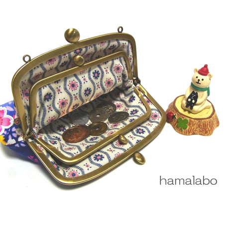 在庫調整で今だけ50％引き！【KT-2017】親子がま口ポーチ(マチあり)の型紙＆レシピ【14.5cm用】