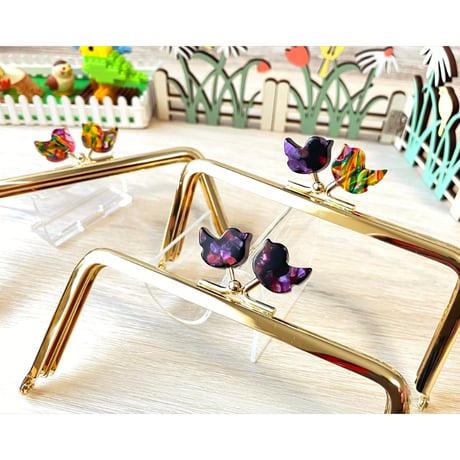 在庫調整で今だけ30％引き！【HA-b1122】12cm角型口金/コトリ型(レトロ模様)/ゴールド