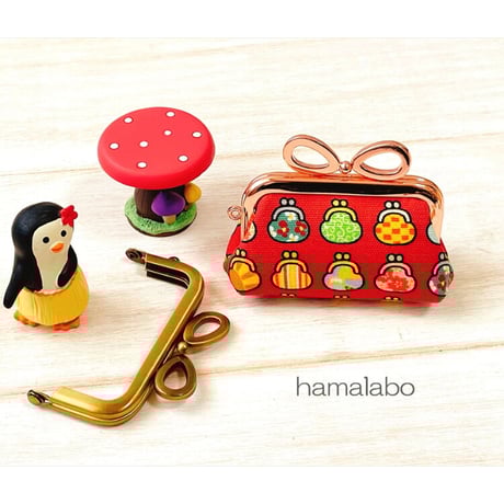 【HA-1903】7.5cm/角型口金(リボン×アンティークゴールド)