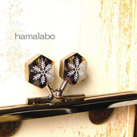【HA-1472】12cm角型の口金(六花-雪の結晶×シルバー)