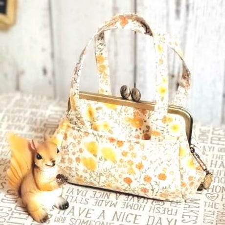 【HA-1240】スマイル刻印の碁石口金 12cm/角型(アンティークゴールド)