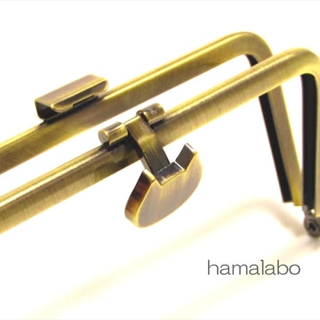 【HA-1571】オコシ式口金12cm/角型(ネコ×アンティークゴールド)
