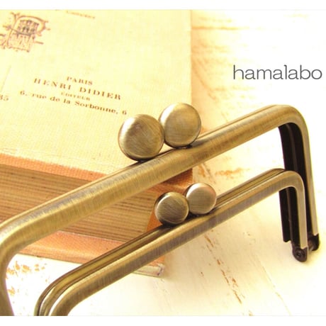 【HA-1808】親子口金12cm(大きな碁石×小さな碁石×アンティークゴールド)