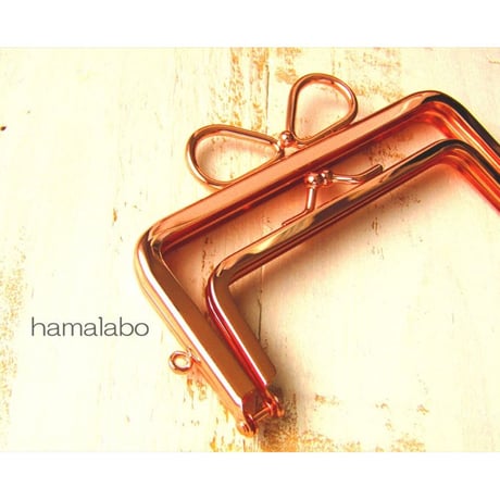 【HA-1740】親子口金12cm(リボン×ローズゴールド)-リングリボン