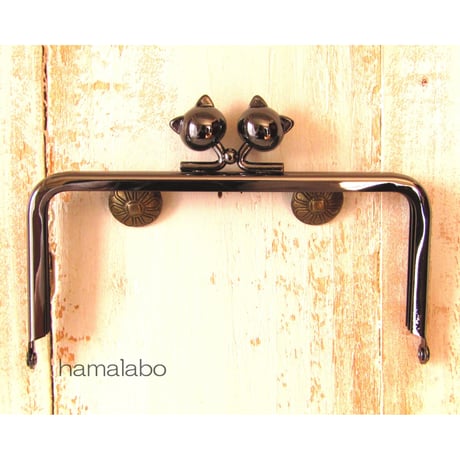 【HA-484】12cm/角型(ネコ玉×ブラック)