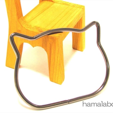 【HA-584】ネコ型リング持ち手/11.7cm(ブラック)