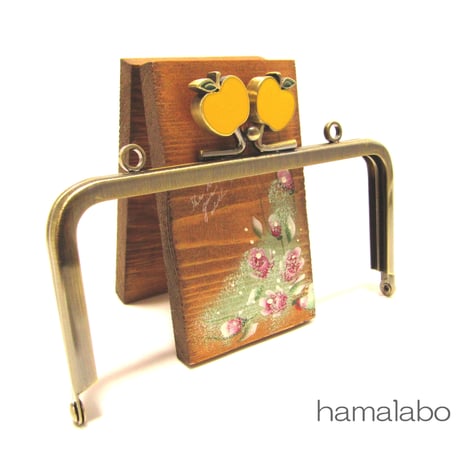 【HA-397】12cm/角型(黄リンゴ×アンティークゴールド)・カン付き