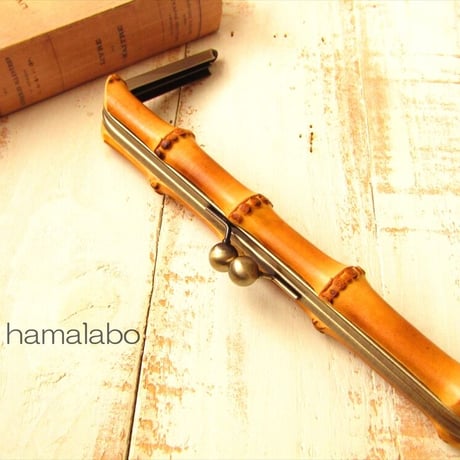【HA-1837】竹の口金24cm(アンティークゴールド)-薄焼き-