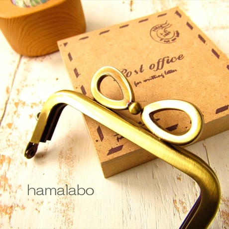 【HA-1903】7.5cm/角型口金(リボン×アンティークゴールド)