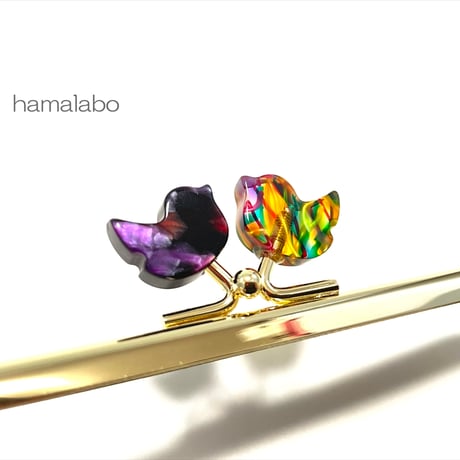 在庫調整で今だけ30％引き！【HA-b1123】12cm角型口金/コトリ型(ミックス小鳥)/ゴールド