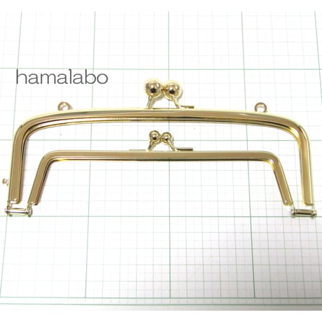 【HA-346】親子口金 19cm(アメ玉×ゴールド)・カン付き