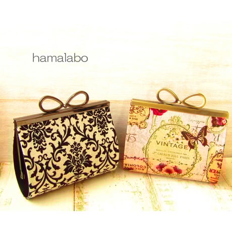 【HA-1797】12cm浮き足口金/(新リボン×ブラック)