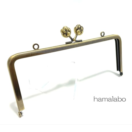 【HA-2374】18cm/角型(肉球×アンティークゴールド)/カン付き