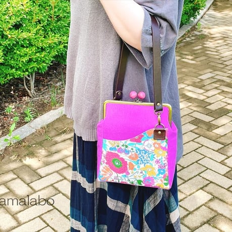 【KT-2093】縦長版！がま口ポケットショルダーバッグ(ミニ)の型紙＆レシピ【18cm/角型用】