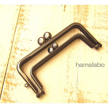 【HA-1807】親子口金12cm(大きな碁石×小さな碁石×ブラック)