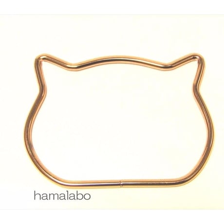 【HA-583】ネコ型リング持ち手/11.7cm(ゴールド)