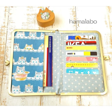 【HA-2093】ハート猫(ネコラブ)の口金 17.7cm/角型(アンティークゴールド)