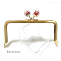 50本限定＆特価！【HA-2571】12cm角型口金/サンタクロース玉(白)/ゴールド