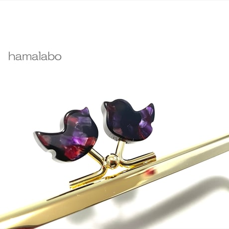 在庫調整で今だけ30％引き！【HA-b1121】12cm角型口金/コトリ型(鉱石模様)/ゴールド