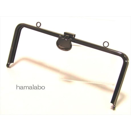 【HA-1587】オコシ式口金18cm/角型(ネコ×ブラック)カン付き