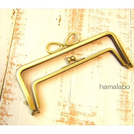 【HA-2083】親子口金18cm(新リボン×アンティークゴールド)