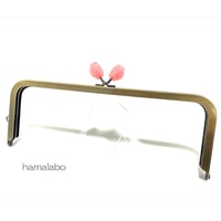 復活＆特価！【HA-2469】24cm角型口金/天然石風のストーン(ピンク)