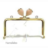 【HA-2367】12cm角型口金/イチゴ(白色)/ゴールド/カン付き