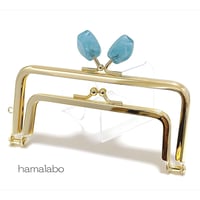 (販売終了)復活＆特価！【HA-2458】親子口金 12cm/天然石風のストーン(ブルー)/ゴールド