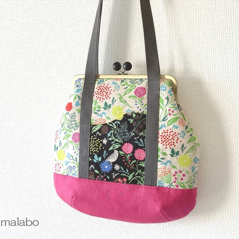 ハンドメイド　大きながま口バッグ　#B49 ハンドメイド大きながま口バッグ#B49