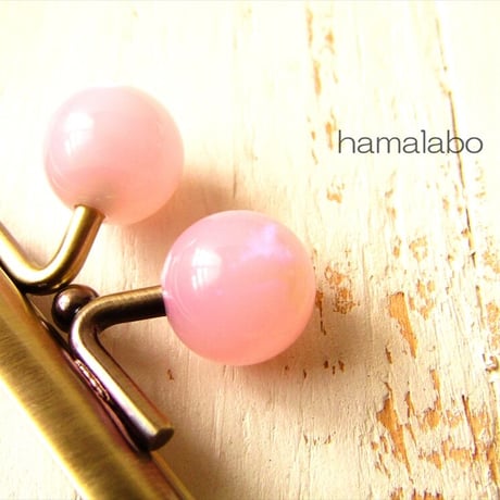 【HA-1900】7.5cm/角型口金(オーロラピンク×アンティークゴールド)
