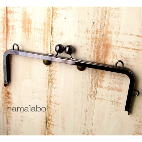 【HA-368】27cm大玉口金/角型ブラック/カン付き＋(プラス)