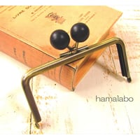 【HA-1940】12cm/角型(ちょっと大きな黒色の木玉×アンティーク)