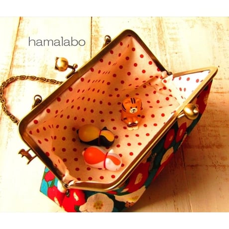 廃盤予定【HA-1670】ネコカン口金/(肉球×横ネコカン)/18cm角型(アンティークゴールド)・カン付き