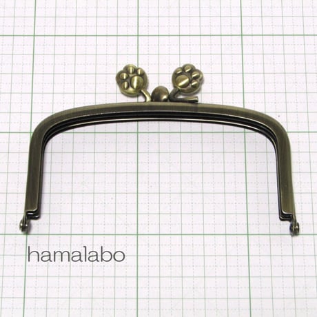 【HA-150】三枚口(二口口金)12cm/(肉球×アンティークゴールド)