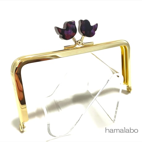 在庫調整で今だけ30％引き！【HA-b1121】12cm角型口金/コトリ型(鉱石模様)/ゴールド