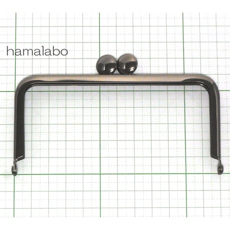 【HA-1397】12cm/角型口金(ブラック)-碁石つまみ-