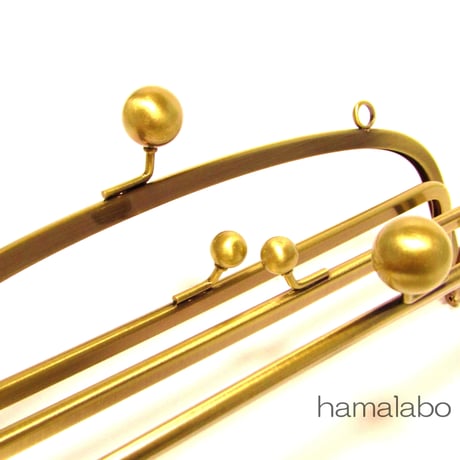 【HA-814】親子口金 20.4cm(大玉×アンティークゴールド)・カン付き