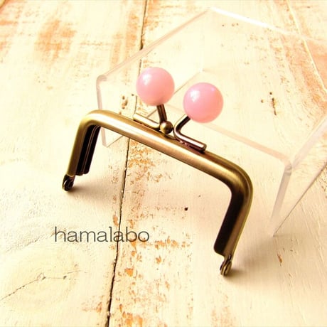 【HA-1900】7.5cm/角型口金(オーロラピンク×アンティークゴールド)