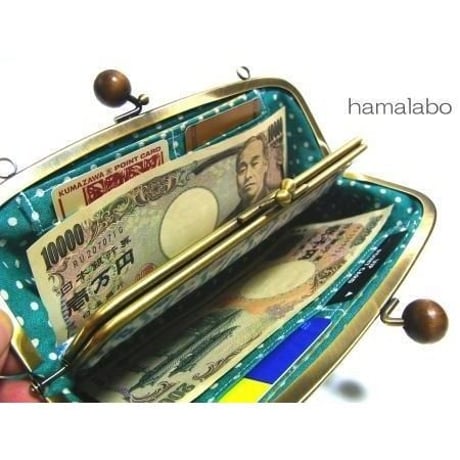 【HA-355】親子口金 19cm(白玉×アンティークゴールド)・カン付き