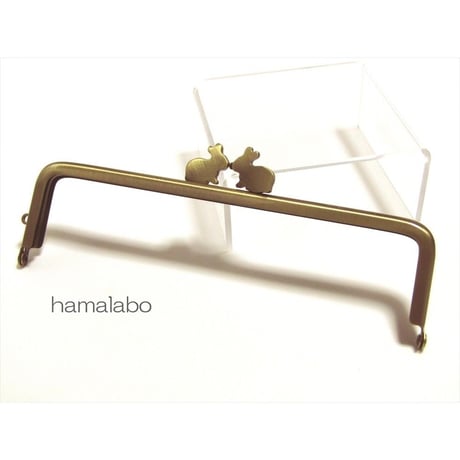 【HA-1686】16.5cm/角型(ペアウサギ×アンティークゴールド)