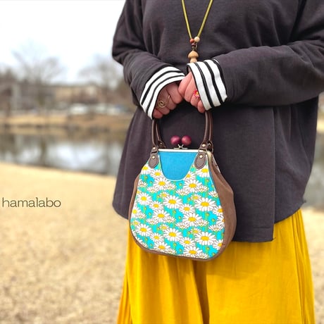 【HA-2415】12cm角型口金/インカローズ玉/アンティークゴールド