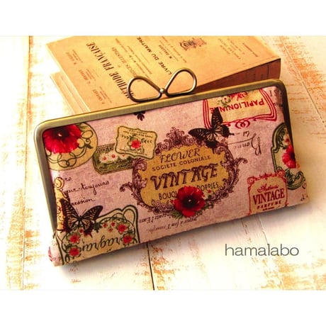 ☆特価☆【HA-1684】親子口金 22cm角型(リボン×碁石)アンティークゴールド