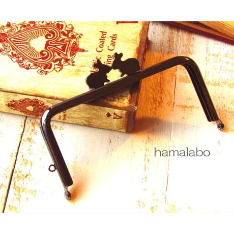 【HA-1704】12cm/角型(ペアウサギ×ブラック)