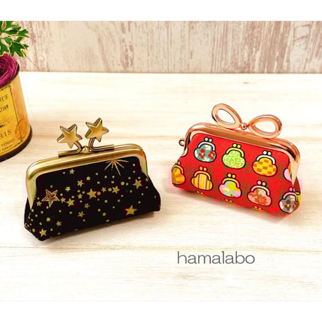 【HA-1903】7.5cm/角型口金(リボン×アンティークゴールド)